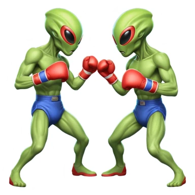 two alien fighters boxing, mid-punch action, motion blur effect, glowing energy impact, dramatic lighting, 3D cartoon, mobile game icon style, clean background, no text, no watermark
 sticker