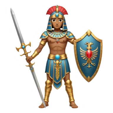 fullbody ancient Egyptian soldier with sword and ornate shield sticker