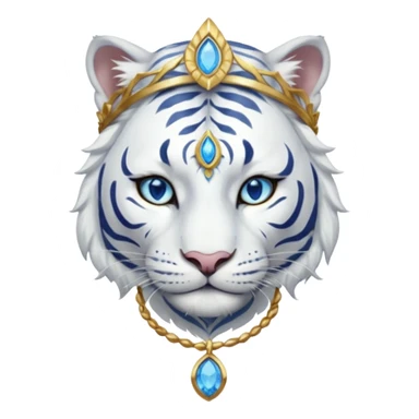 ESO Female white tiger khajiit leader of the umbral rose, blue eyes, blue 'third eye' gem, something symbolizing leadership ruling sticker