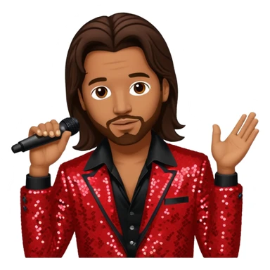 Kevin Thornton, R&B Singer (b. 1969) from Color Me Badd with long dark brown hair, red sequin outfit sticker