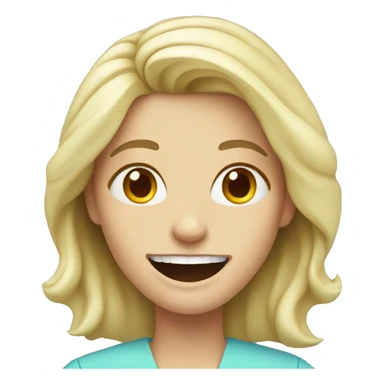 blonde woman dentist with braces sticker