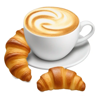 Cup of cappuccino with croissant sticker