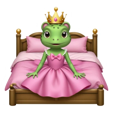 princess frog on bed pink bow with a pink dress cute girly pop sticker