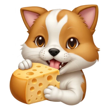 A dog licking chees off a cats foot sticker