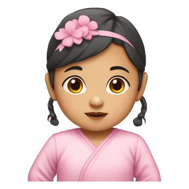 An  Asian  baby  girl  dressed  in  pink. sticker