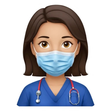 Surgical Face mask on a brunette girl in navy blue scrubs  sticker