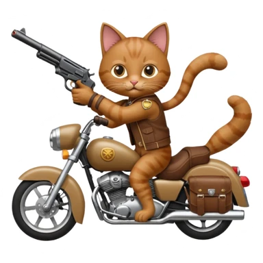 Cat on a mother cycle shooting a gun in the air sticker