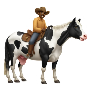 A cow upon a horse sticker