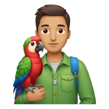 Walker + parrot on shoulder, Pet Walkers. Full body. sticker