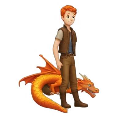 Garçon roux avec un dragon sticker