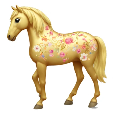 Golden horse with floral pattern on its body  sticker