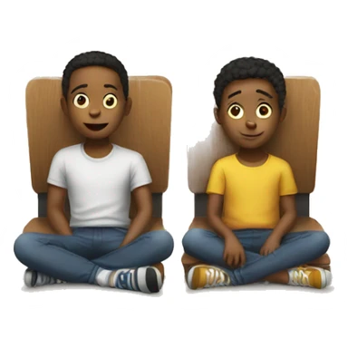 two kids under table sticker