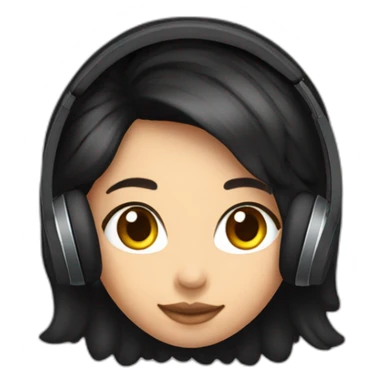 Emojis para chicas y chicos gamer color de cabello negro con auriculares tono de piel blanca para tiktok sticker