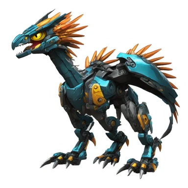 futuristic spiky raptor-dragon-Bionicle-mecha full body sticker