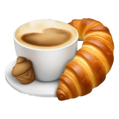 Cup of cappuccino with croissant sticker