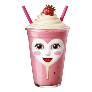 un vaso de batido animado, de caricatura, con tapa y pitillo, que tenga brazos y piernas, cara tierna y que inspire confianza y amabilidad sticker