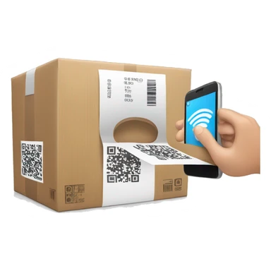 hand with phone scanning a parcel's qr-code sticker