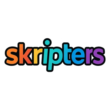 bold, tech-inspired emoji logo featuring the word 'skripters' in a cool, modern font with vibrant colors, playful and creative vibe sticker