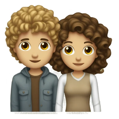 two white people kissing, one is a girl with straight brune hair and the other is a guy with curly brown hair  sticker