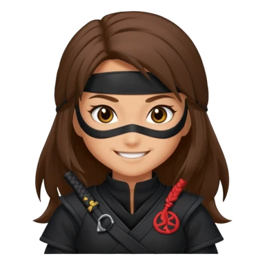 i need girl ninja smile with long brown hair sticker