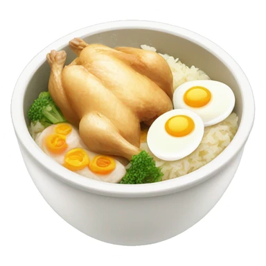 chicken rice bowl with two eggs sticker