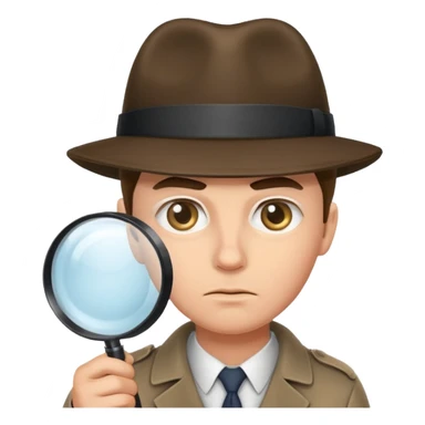 a detective leaning and looking at something with magnifying glass sticker