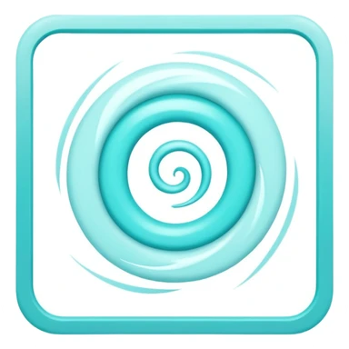 a Tiny compressed Stylized light-turquoise whirlwind symbol inside a pastel white square icon, light turquoise borders sticker