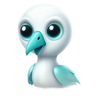 White alien bird with 6 teal dots on back and metal head sticker