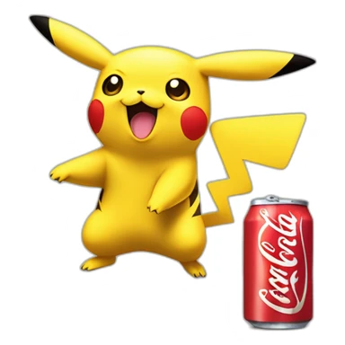 Pikachu en train de boire une bouteille de coca sticker