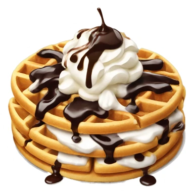 Waffles with chocolate syrup and whipped cream sticker