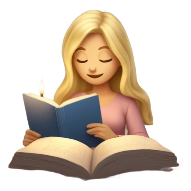 Cozy blonde girl reading book with blanket and candle sticker