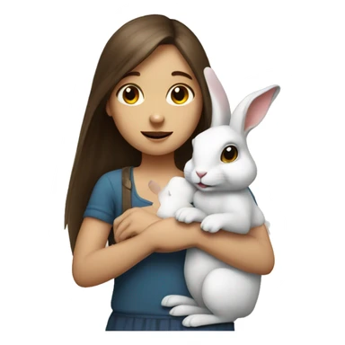 а rabbit holding a hazelnut with a white skin brunnete girl sticker