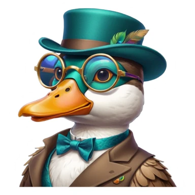 Create a mallard which has  a monocle glasses
 sticker