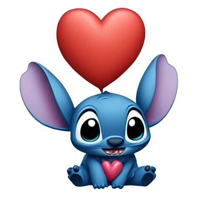 Stich con un corazón diciendo hola bombón sticker