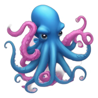 a blue kraken kissing an another pink kraken sticker