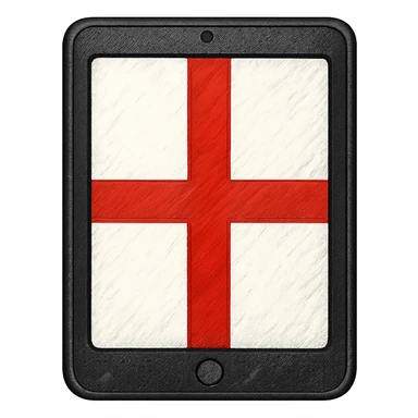 iPad tablet with English flag, bufo style sticker