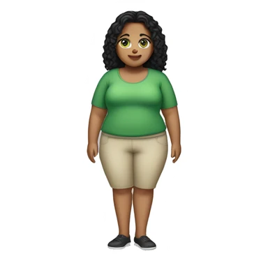 Light skin obese girl with skinny legs black hair green eyes sticker