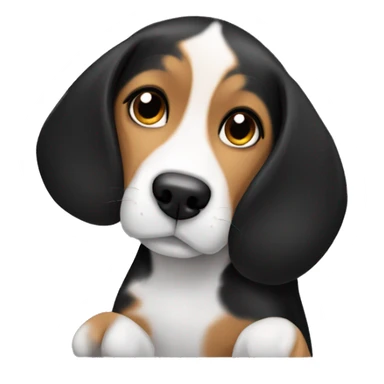 A beagle dog cuddling a black haired girl sticker
