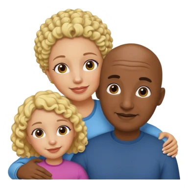 Papá calvo moreno, hija rizada y mamá rubia sticker
