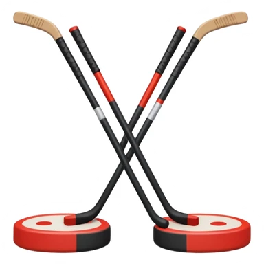 two hockey sticks crossing and a puck sticker