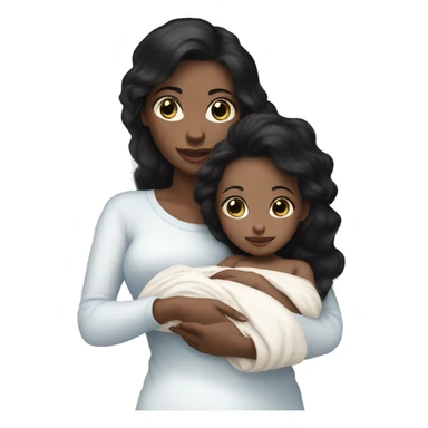 mom holding newborn baby girl with blue eyes white skin and black hair and white skin newborn girl bab white skin black hair sticker
