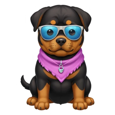 Rottweiler on a beach with sunglasses ￼ sticker