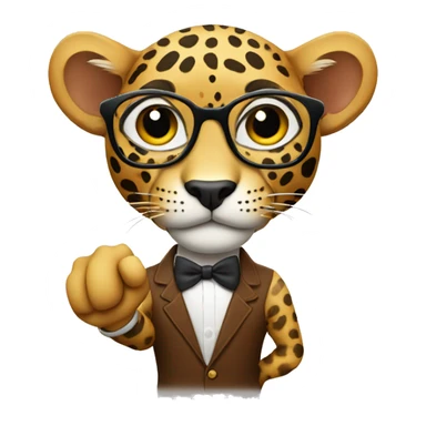 jaguar with nerd glasses and raising finger sticker