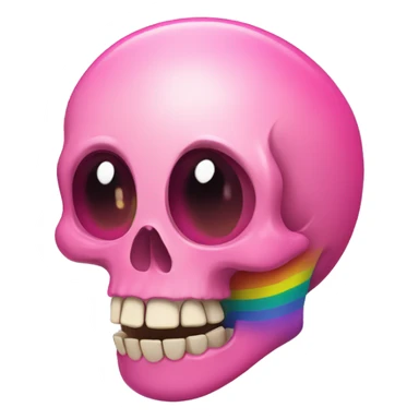 A cute pink skull with a rainbow heart behind it  sticker