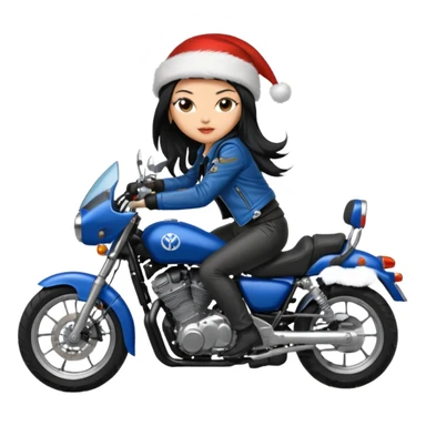 biker girl black long hair moto christmas yamaha blue sticker