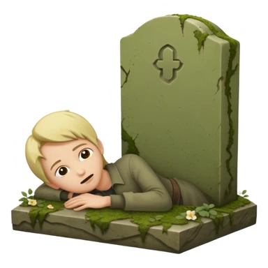 a show of a person falling on a gravestone sticker