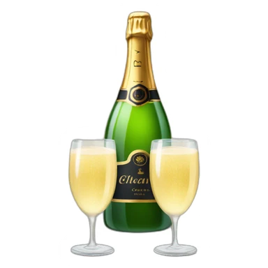 big champagne bottle and two clinking glasses sticker