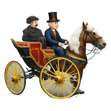 a man sits in a horse-drawn carriage from Russia in the 19th century sticker