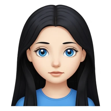 Emoji chica pelo largo negro ojos azules  sticker