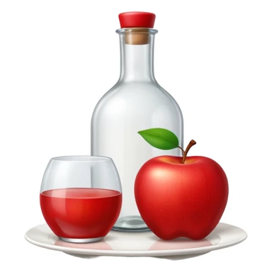 emoji de una manzana, botella, plato (uno al lado del otro) sticker